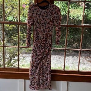 Zara Floral Ruched Midi Dress